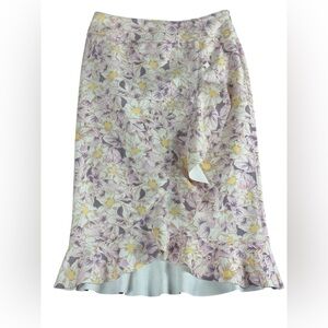 Anthropologie Pencil Skirt Size 4 Skye Floral Side Zip Ruffled Fairy Cottagecore